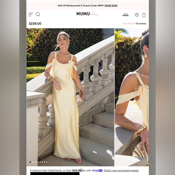 Show Me Your MuMu Dresses & Skirts - Show Me Your MuMu Bella Maxi Dress in pale yellow satin